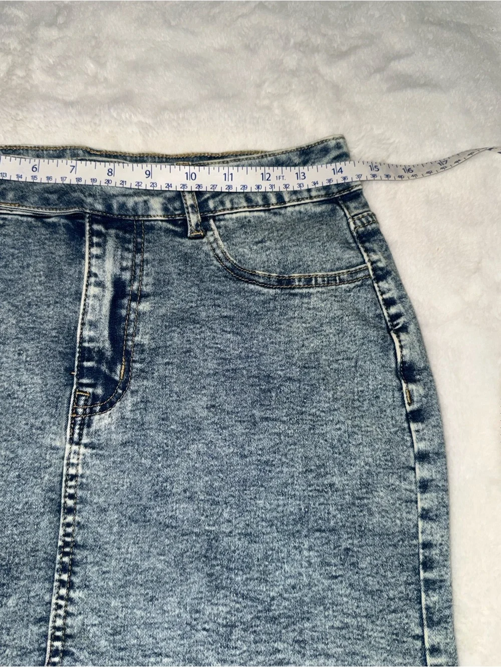 Acid Wash Denim Mini Skirt High Rise‎ Stretch Y2K Coquette Size M. NWOT